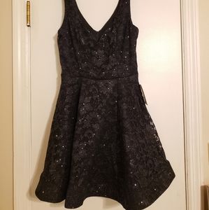 Black floral sparkle dress